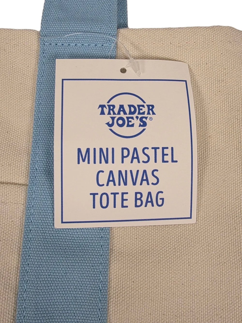 RARE ERROR Trader Joe’s Mini Tote Bag – Upside Down Logo Misprint – NWT Blue